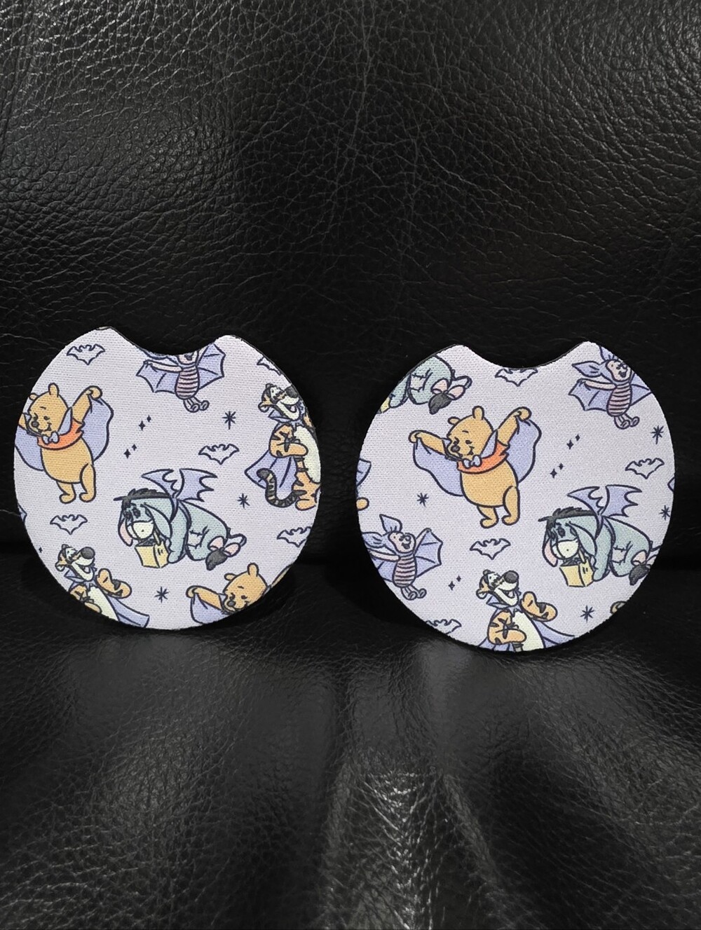 2 Pc Car Coaster Neoprene Spooky WInnie Design-Halloween theme